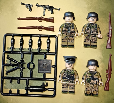 Saksalaiset sotilaat 4 kpl setti Lego hahmoille (UUSI)