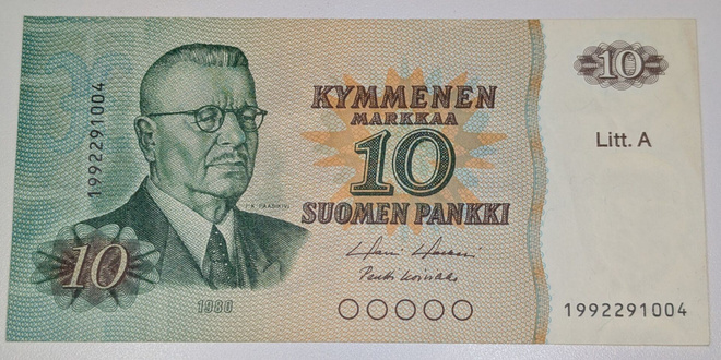 10 Markkaa 1980 Litt. A Korvaava 1992291004