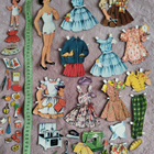 Paperinukke ompelijatyttö & nukke 1950-luku - pikkukuva 1