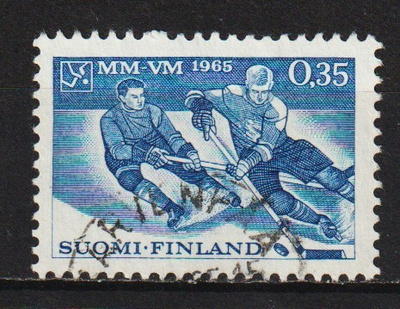 1965 Jääkiekon MM-kisat merkki leimattuna