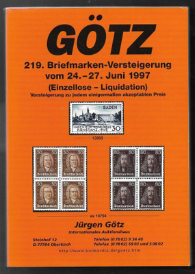 Huutokauppaluettelo - Götz 24.6.1997