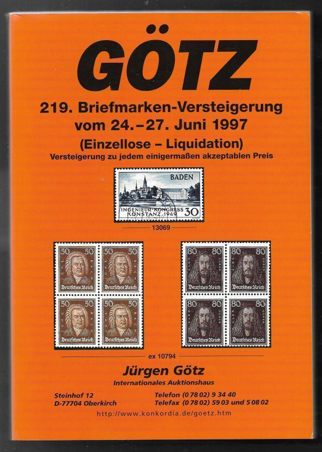 Huutokauppaluettelo - Götz 24.6.1997