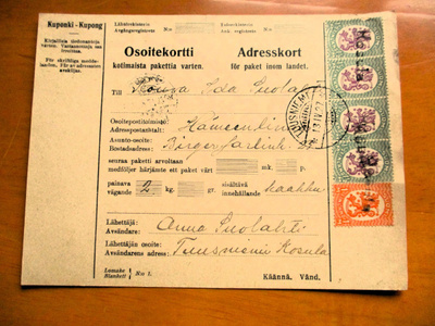 1927 Kosula rivil + Tuusniemi pakettikortti