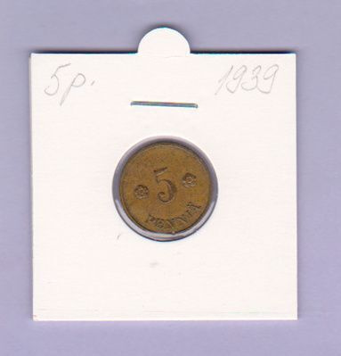 5 penniä v.1939 KM#22