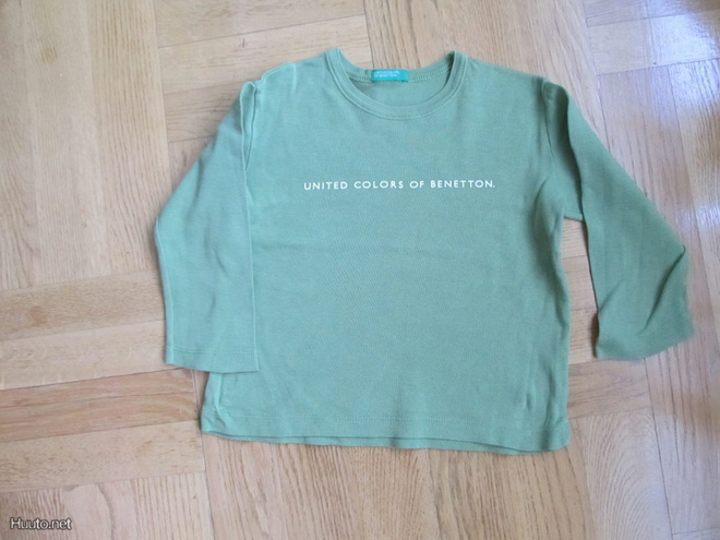BENETTON oliivinvihreä pitkähihainen paita koko 92