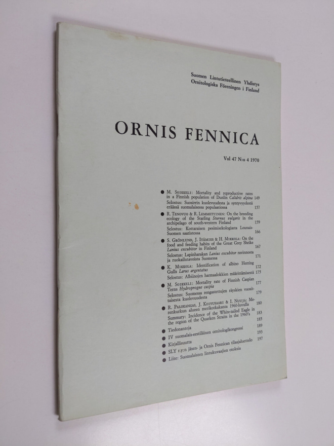 Ornis Fennica 3/1970 Vol 47