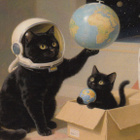 Kissanpentu leikkii astronauttia - pikkukuva 1