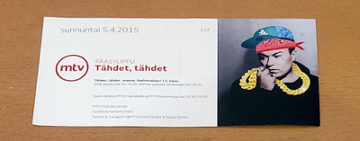 Tähdet Tähdet pääsylippu vuodelta 2015 - Jesse Kaikuranta