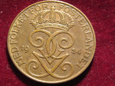 5 öre 1934. Ruotsi-Sweden