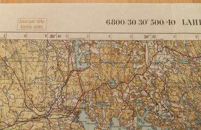 VANAH Armeijan Kartta Lahdenpohja Luov. Alue 1937