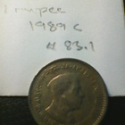 Intia 1 rupee 1989C, km#83.1 - pikkukuva 2