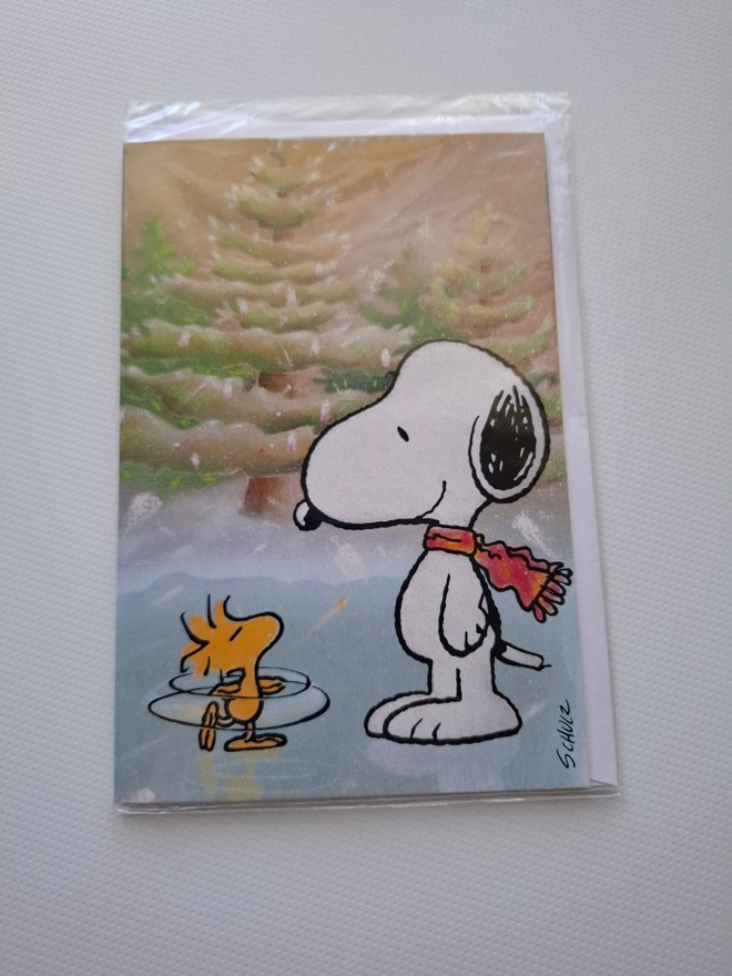Ihana vintage Snoopy joulukortti , 2 -os . Käyttämätön