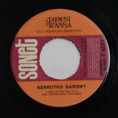 Single: Kansa, Tapani - Kerrotko kaiken? / En henno ...