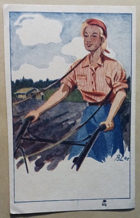 BL: Nuori leidi kyntämässä, Kenttäpostia 1944