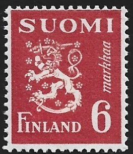 1945 M-30 Leijona 6 mk punainen ** Lape 299 SP Lm2