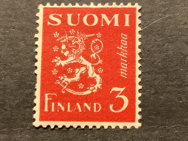 296/ 1943 M30 Leijona punainen 3 mk ** postituore