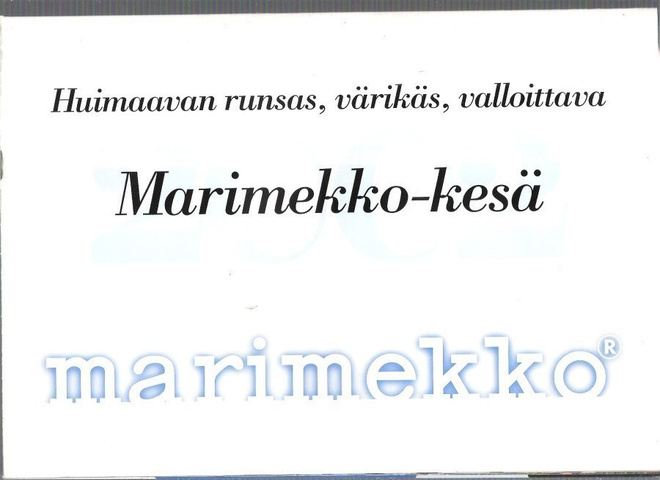 Marimekko 2002, iso ja pieni mainos.
