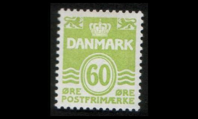 Tanska 621 ** Aaltoviiva 60 öre vaal.vihreä (1976)