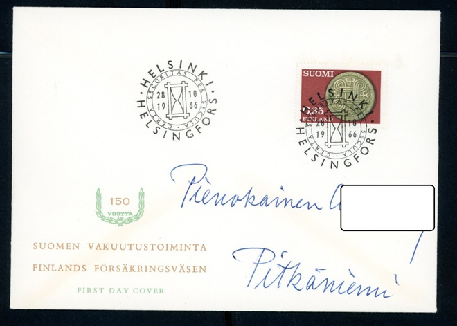 FDC 1966 Vakuutustoiminta Suomessa 150 vuotta