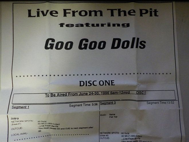 GOO GOO DOLLS - LIVE FROM THE PIT RADIOSHOW  CONCERT CD