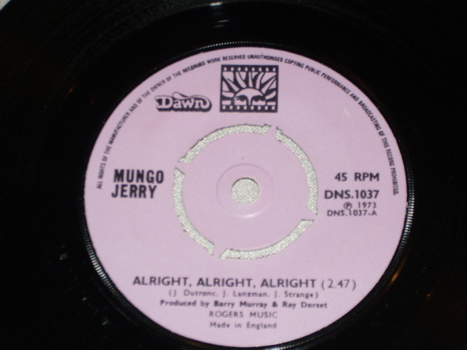 7" MUNGO JERRY - Alright,Alright,Alright - single 1973  EX