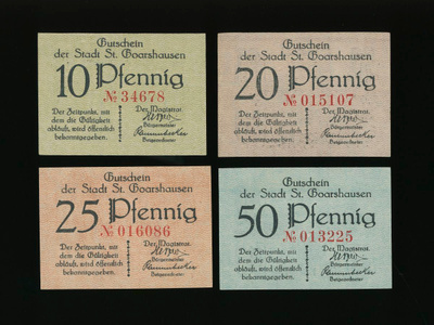 Saksa Notgeld 10, 20, 25, 50 Pfg, Sankt Goarshausen