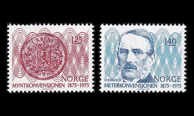 Norja 703-4 ** Valuutta- ja metrisopimus 100v (1975)