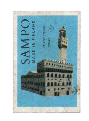 Tulitikkuetiketti SAMPO n:o 8 PALAZZO VECCHIO. FIRENZE