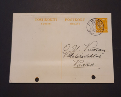 1.25mk,ehiökirjekortti Ruokolahti 1940
