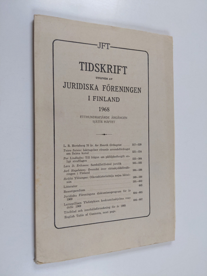Tidskrift utgiven av juridiska föreningen i Finland 19