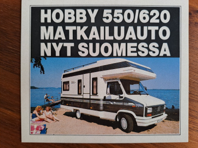 Fiat Ducato Hobby matkailuauto -tarra 80-luvun lopusta