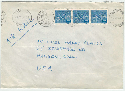 M63 1967 40p sininen 3-rivilö lentijirje USAhan