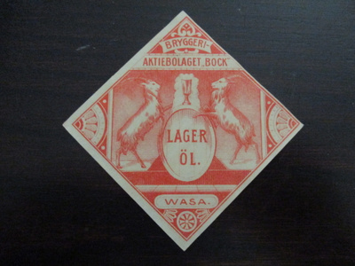 VANHA JUOMA ETIKETTI - LAGER ÖL AB BOCK WASA (K2-S1)