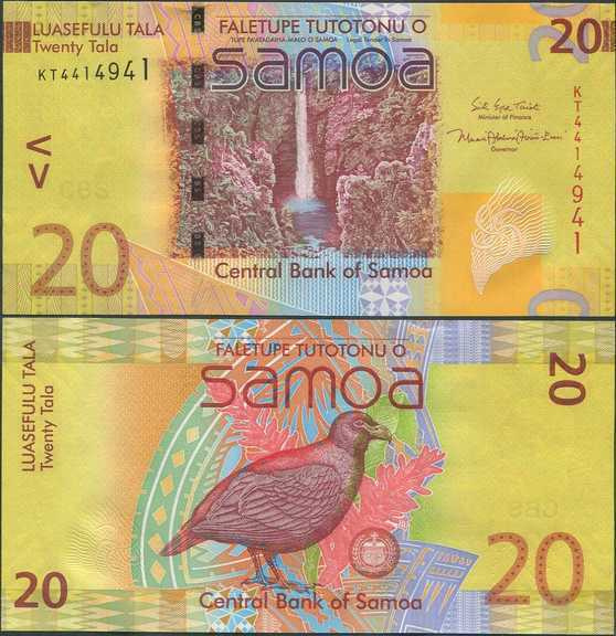 Samoa 20 Tala 2017 (P-40c) UNC hieno ja värikäs sarja