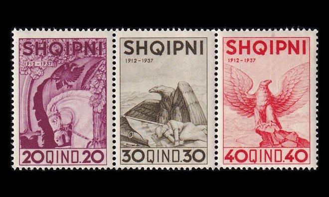 Albania 261-3ds ** Itsenäisyys 25v (1937)