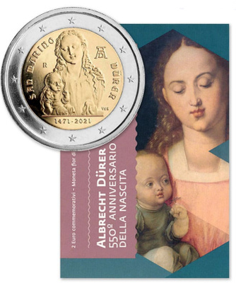 ** SAN MARINO 2€ 2021 Dürer kansiossa **