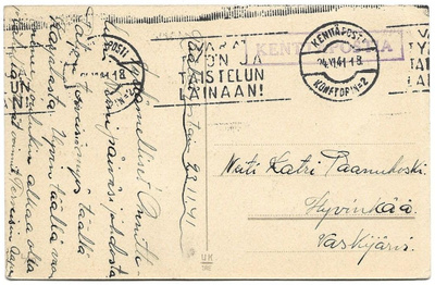 Viestillinen No 9 Kpk 2 (1941) Varat työn ja taistelun