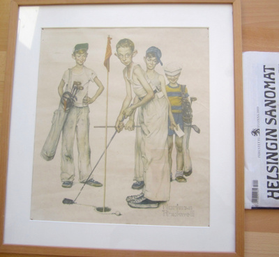 VANHA Taulu Golf Sign. Norman Rockwell 1950-l