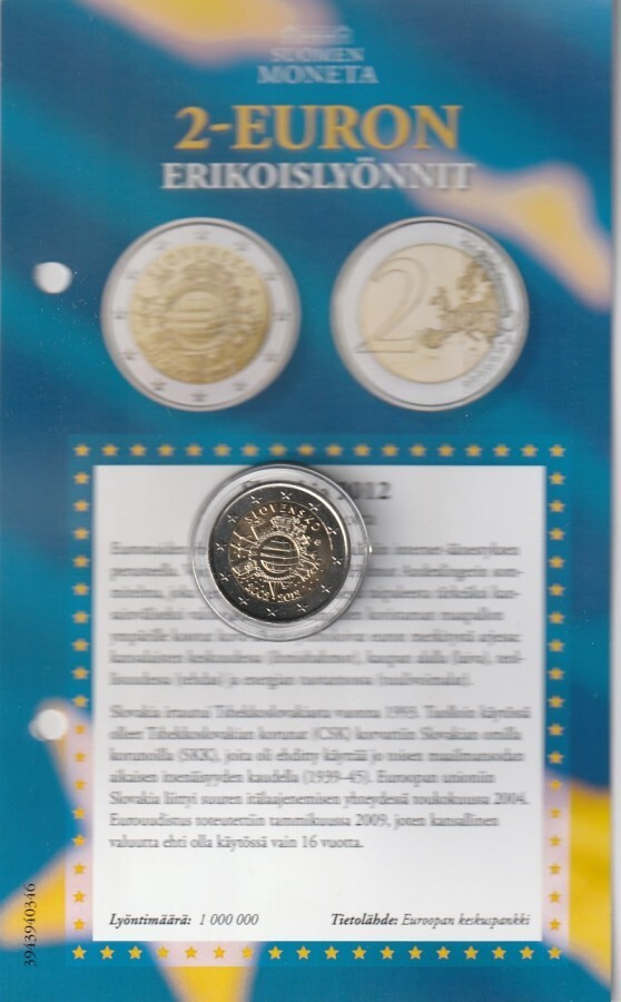 SLOVAKIA 2€ 2012 EURO 10v..  X-0043
