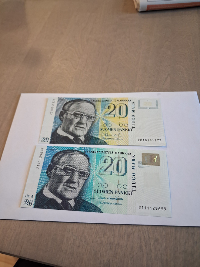 taittamattomat 20 mk litt ja ilman litt