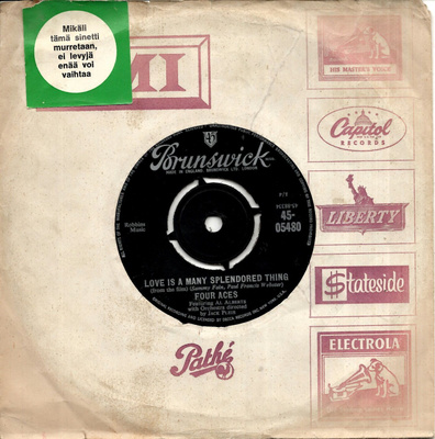 FOUR ACES: Love Is A Many Splendored Thing / Shine On Ha  7"