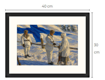 Uusi Simo Häyhä art print kehystetty 30 cm x 40 cm