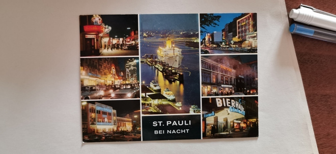 ST. PAULI BEI NACHT, kulkenut postikortti