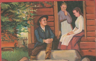 Väkeä aitan ovella