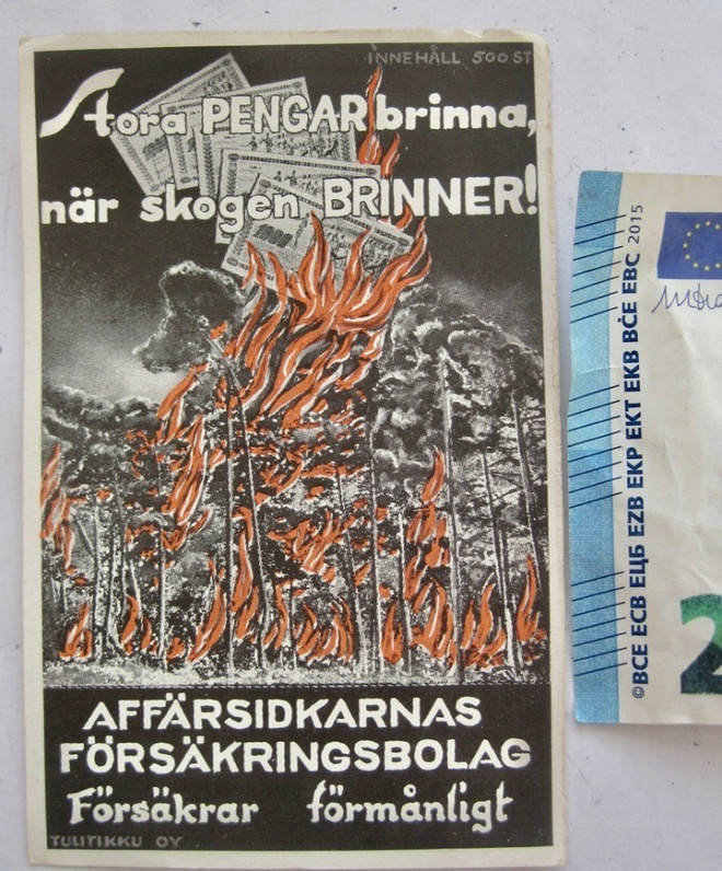 VANHA Tulitikku Etiketti Punttikoko Suomen Rahat Palaa