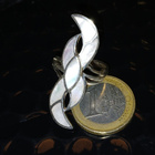 3.9cm Leveä Upea Hopea Helmi sormus 925 - pikkukuva 4