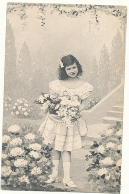 Kukkaistyttö -vanha Carte Postale
