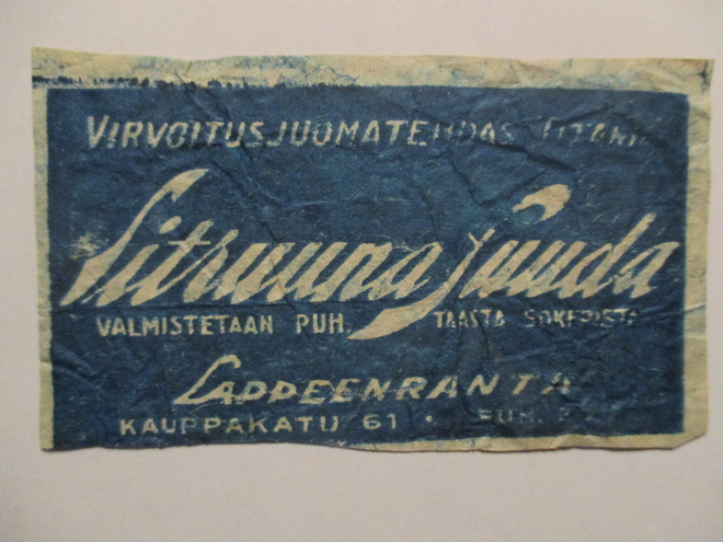 VANHA JUOMA ETIKETTI - SIRUUNA SUUDA LPR (AB11)