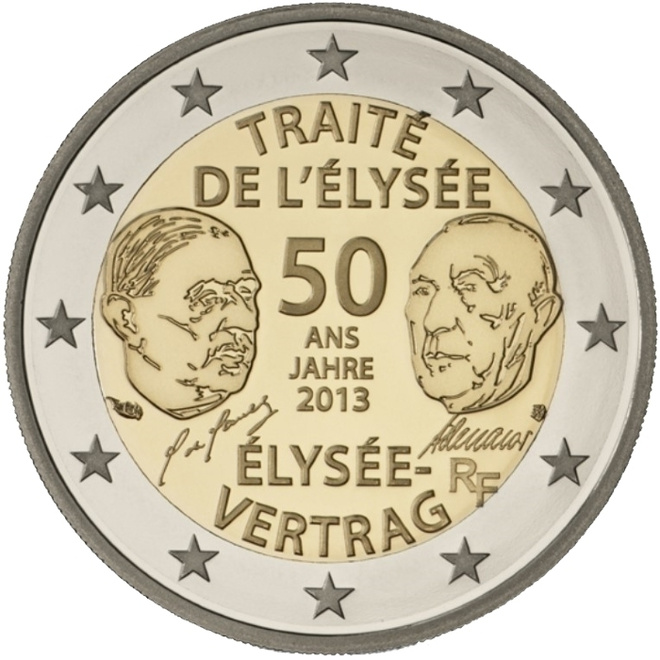 ** RANSKA 2€ 2013 Elysee-sopimus pillerissä **