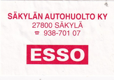 Säkylä. Säkylän Autohuolto Ky  . ESSO   s7/1